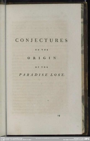 Conjectures On The Origin Of The Paradise Lost