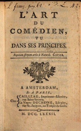 L' Art du Comédien, vu dans ses principes