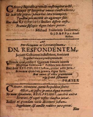 Diss. iur. de carceribus, eorumque usu et abusu in causis criminalibus