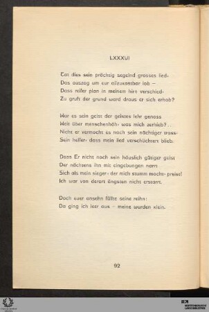 LXXXVI: Tat dies sein prächtig segelnd grosses lied