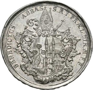 Silbermedaille auf den Abt von Ochsenhausen Benedikt Denzel, Mitte des 18. Jahrhunderts