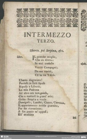 Intermezzo Terzo / Das dritte Zwischenspiel
