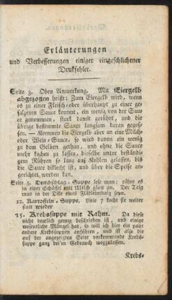 Erläuterungen und Verbesserungen einiger eingeschlichener Drukfehler.