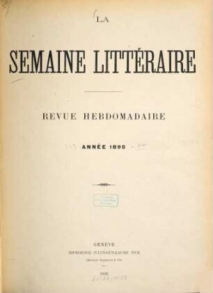 La Semaine littéraire. [3.] 1895