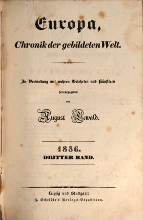 A. Lewald's Europa : Chronik der gebildeten Welt. 1836,3