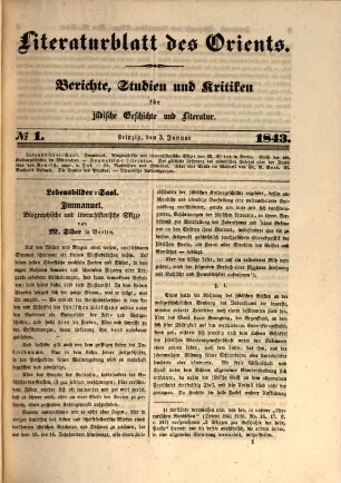 Der Orient : Berichte, Studien und Kritiken für jüdische Geschichte und Literatur. 4, 4. 1843