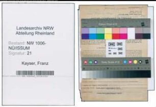 Entnazifizierung Franz Kayser , geb. 29.03.1904 (Kaufmann)