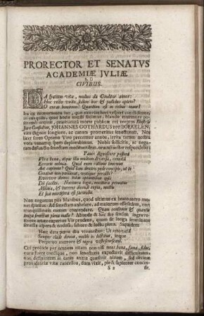 Prorector Et Senatus Academiæ Juliæ s. D. Civibus