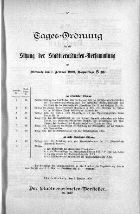 Tages-Ordnung, 07. Februar 1900