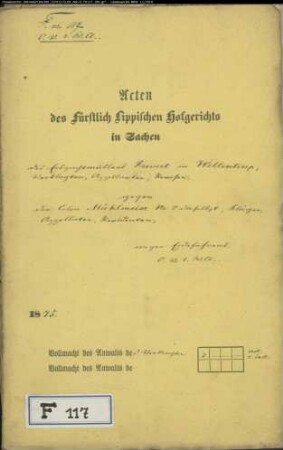 Frevert, Erbpachtmüller in Wellentrup gegen Mühlmeier Nr. 8 zu Wellentrup