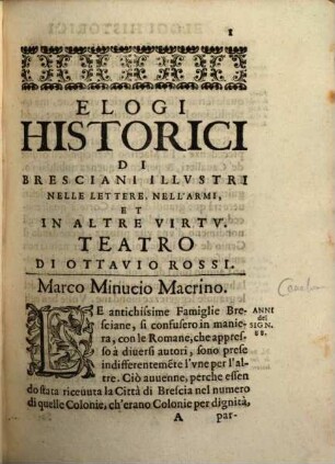 Elogi historici di Bresciani illustri