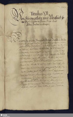 12. Titulus. Von Feuersgefahr und Unglück