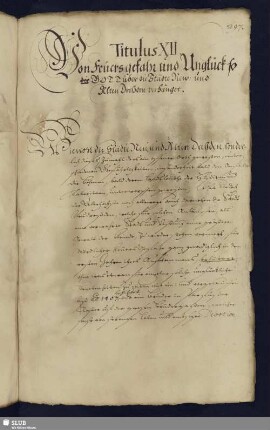 12. Titulus. Von Feuersgefahr und Unglück
