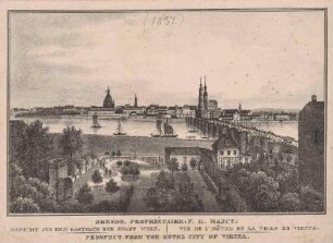Die Altstadt von Dresden, Blick über die Augustusbrücke vom Gasthaus "Zur Stadt Wien"
