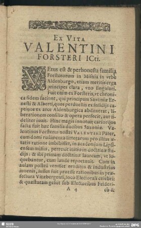 Ex Vita Valentini Forsteri ICti