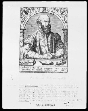 Bildnis Adam Lonicerus (1528-1586), 1553-1554 Professor der Mathematik in Marburg