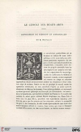 2. Pér. 5.1872: Le cercle des Beaux-Arts : exposition de dessins et aquarelles de M. Français