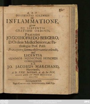 Dissertatio Solennis De Inflammatione