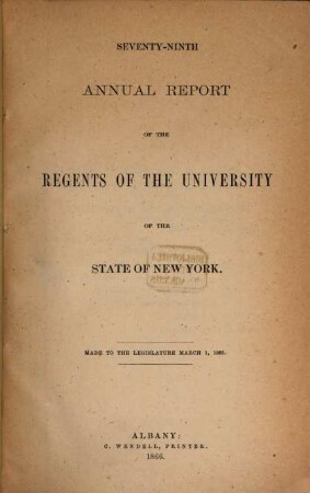 Annual report of the regents. 79. 1866, 1. März
