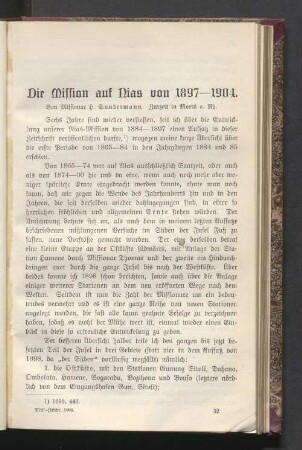 Die Mission auf Nias von 1897—1904