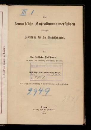 Das Swartz'sche Aufrahmungsverfahren und dessen Bedeutung für die Magersennerei