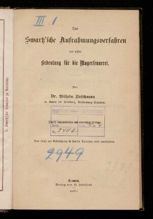 Das Swartz'sche Aufrahmungsverfahren und dessen Bedeutung für die Magersennerei