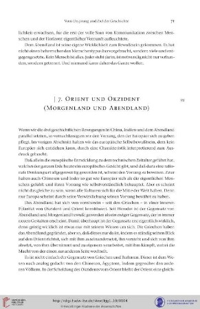 7. Orient und Okzident (Morgenland und Abendland)