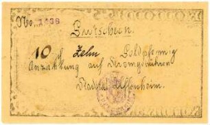 Geldschein / Notgeld, 10 Goldpfennig, 1923