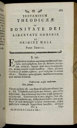 Tentaminum Theodicææ De Bonitate Dei Libertate Hominis Et Origine Mali. Pars Tertia