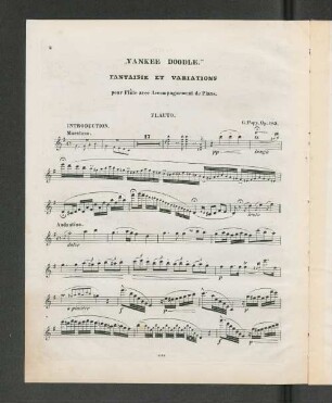 "Yankee Doodle." Fantaisie et Variations pour Flûte avec Accompagnement de Piano. Flauto.