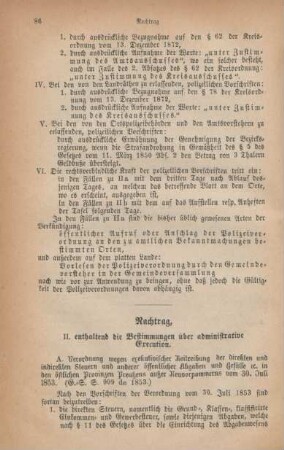 Nachtrag, II. enthaltend die Bestimmungen über administrative Execution