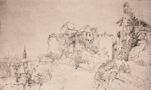 Dorf mit Burg und Ruinen
