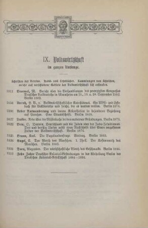IX. Volkswirthschaft im ganzen Umfange