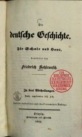 Die deutsche Geschichte : für Schule und Haus bearbeitet ; in 3 Abtheilungen