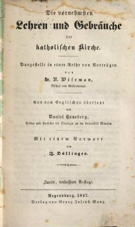 Die vornehmsten Lehren und Gebräuche der katholischen Kirche