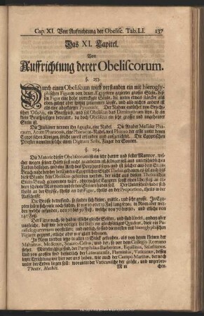 Das XI. Capitel. Von Auffrichtung derer Obeliscorum