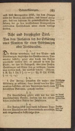 Acht und dreyßigster Titel