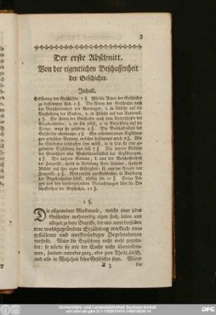 Der erste Abschnitt. Von der eigentlichen Beschaffenheit der Geschichte.