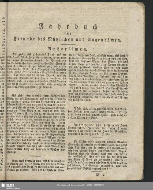 Jahrbuch für Freunde des Nützlichen und Angenehmen