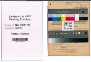 Entnazifizierung Heinrich Velder , geb. 06.07.1879 (Lademeister)