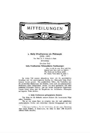 Sully Prudhomme als Philosoph : (1839-1907) ; (Fortsetzung)