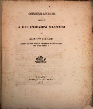Osservazioni intorno a due iscrizioni Messinesi