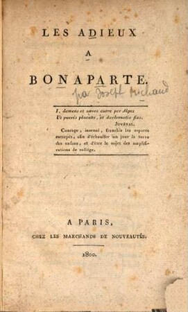 Les Adieux À Bonaparte