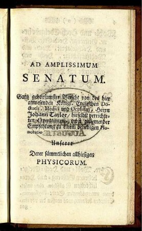 Ad Amplissimum Senatum.