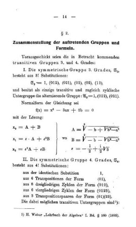 § 2. Zusammenstellung der auftretenden Gruppen und Formeln.
