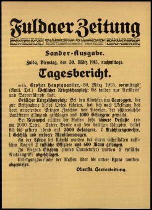Ausgabe vom Dienstag, den 30. März 1915.