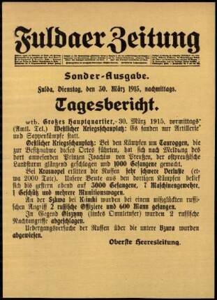 Ausgabe vom Dienstag, den 30. März 1915.