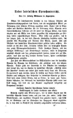 Ueber lateinischen Sprachunterricht : (Schluß folgt)
