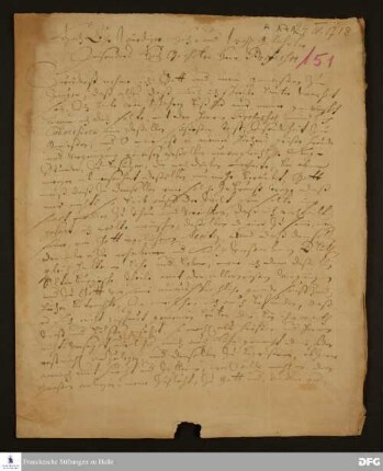 Brief von Jacob Stramer an August Hermann Francke.