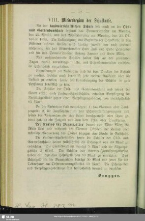VIII. Wiederbeginn der Schulkurse
